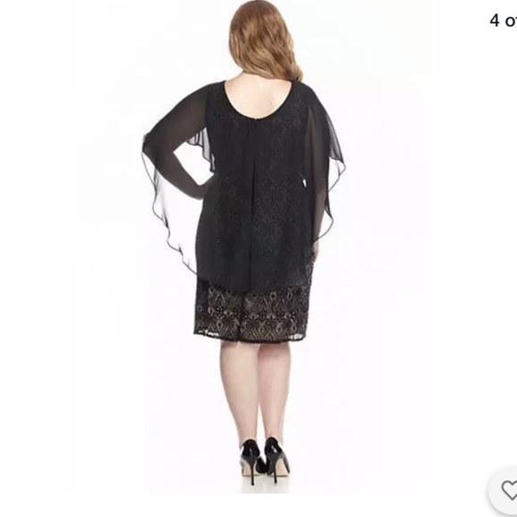 R&M Richards lace beaded dress with sheer overlay - Picture 2 of 8